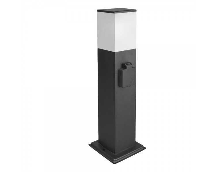 Poste Baliza Jardin Ip44 Con Enchufe Negro