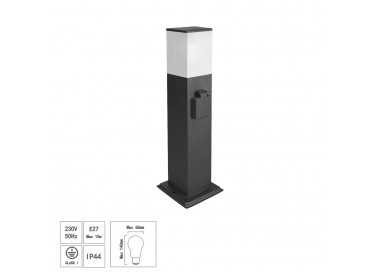 Poste Baliza Jardin Ip44 Con Enchufe Negro