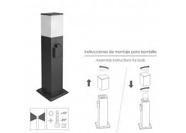 Poste Baliza Jardin Ip44 Con Enchufe Negro