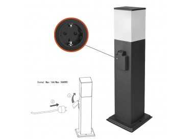 Poste Baliza Jardin Ip44 Con Enchufe Negro