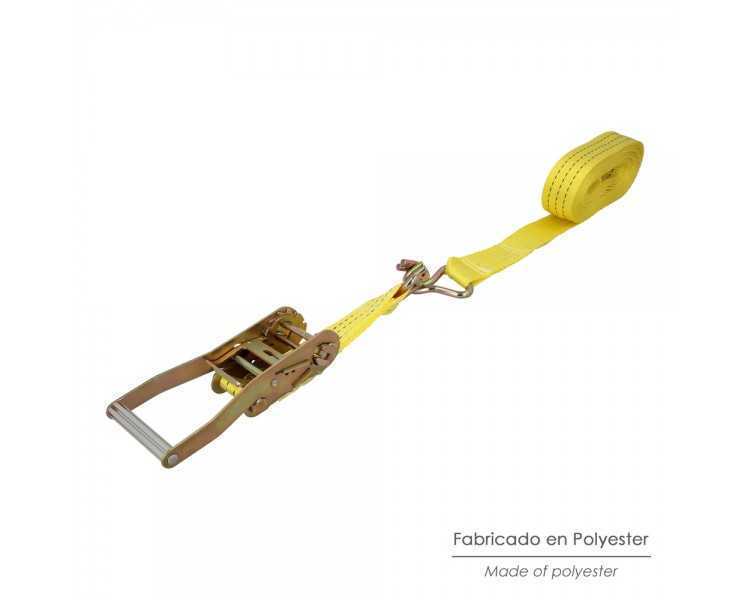 Cinta De Amarre Con Ratchet 9 metros x 50 mm. Trinquete Metalico Automatico, Cincha, Eslinga Mercancia, Correa Sujeción