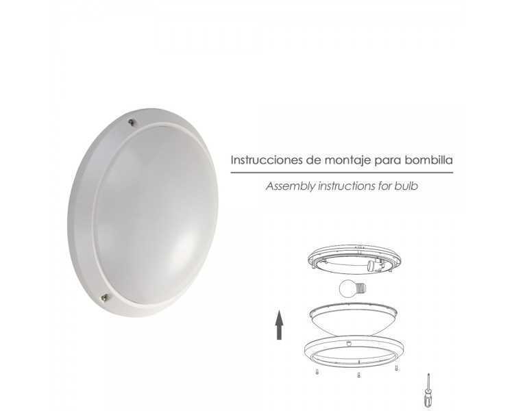 Lampara Plafon Interiores / Exteriores IP45 Portalamparas E27 Ø 27 x 9,5 cm.