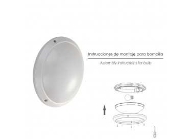 Lampara Plafon Interiores / Exteriores IP45 Portalamparas E27 Ø 27 x 9,5 cm.