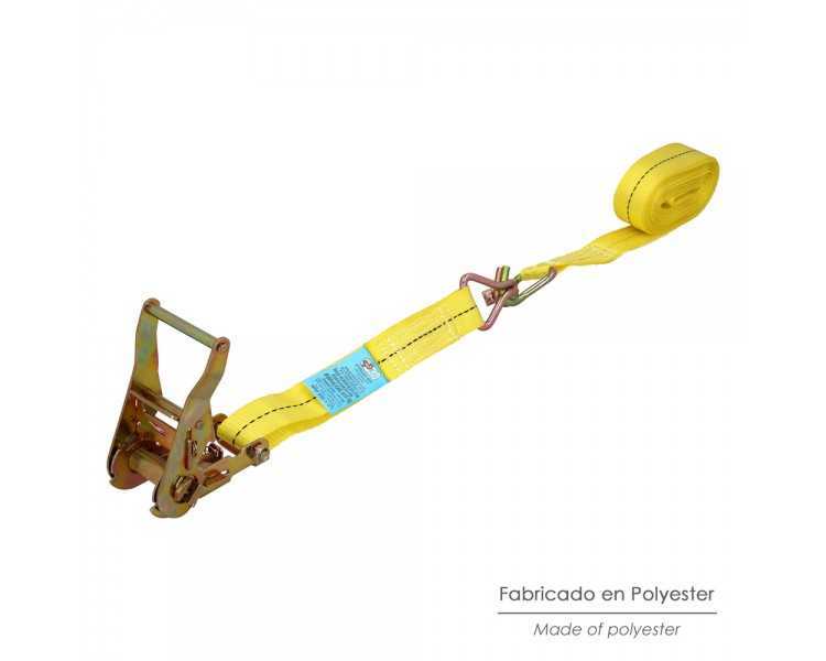 Cinta De Amarre Con Ratchet 6 metros x 38 mm. Trinquete Metalico Automatico, Cincha, Eslinga Mercancia, Correa Sujeción
