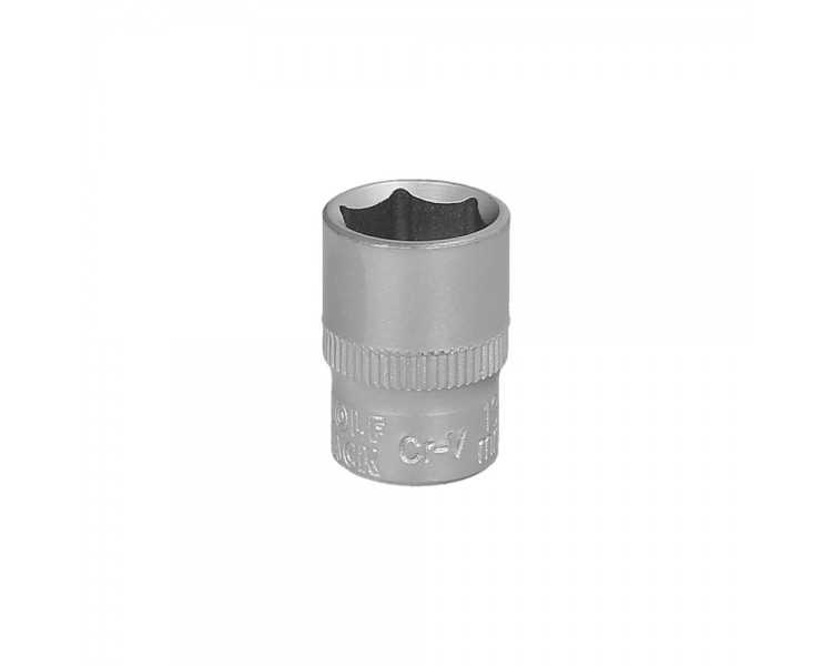 Llave Vaso 1/4" Hexagonal 13 mm. Perfil de 6 caras. Acero Cromo Vanadio, Aristas Redondas