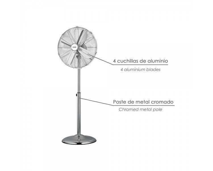 Ventilador Pie Ø 44,5 cm. Altura 130 cm. 60 watt. Ventilador oscilante. Ventilador Pie silencioso. Circulador de aire.