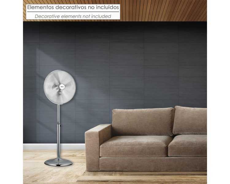 Ventilador Pie Ø 44,5 cm. Altura 130 cm. 60 watt. Ventilador oscilante. Ventilador Pie silencioso. Circulador de aire.