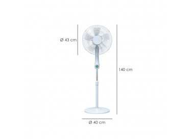 Ventilador Suelo Silencioso Con Mando. Ø 43 cm. Altura 140cm. 55 watt. 55 watt. Ventilador programable. Ventilador oscilante.