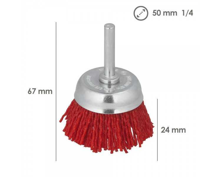 Cepillo Nylon Taza Ø 50 mm. 1/4". Cepillo De Lijado Nailon. Cepillo Para Taladro De Nailon, Cepillo De Alambre Abrasivo De Nylon