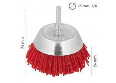 Cepillo Nylon Taza Ø 75 m. 1/4". Cepillo De Lijado Nailon. Cepillo Para Taladro De Nailon, Cepillo De Alambre Abrasivo De Nailon