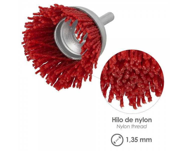 Cepillo Nylon Taza Ø 75 m. 1/4". Cepillo De Lijado Nailon. Cepillo Para Taladro De Nailon, Cepillo De Alambre Abrasivo De Nailon