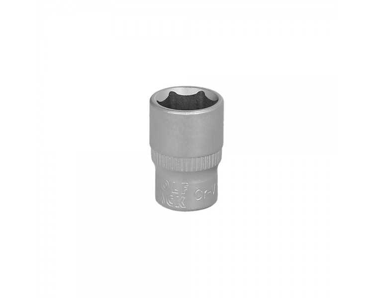 Llave Vaso 1/4" Hexagonal 12 mm. Perfil de 6 caras. Acero Cromo Vanadio, Aristas Redondas