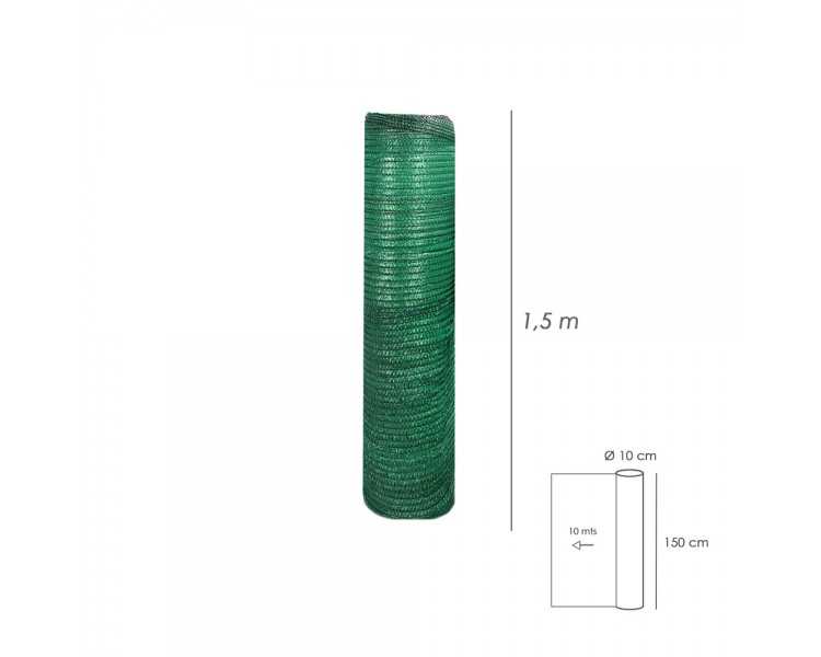Malla Sombreo Rollo 1,5 x 10 Metros, Reduce Radiación, Protección Jardín y Terraza, Regula Temperatura, Color Verde Claro