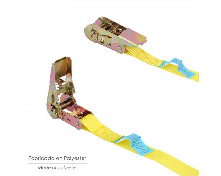 Cinta De Amarre Con Ratchet 4 metros x 25 mm. Trinquete Metalico Automatico, Cincha, Eslinga Mercancia, Correa Sujeción