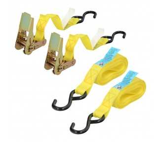 Cinta De Amarre Con Ratchet 4 metros x 25 mm. Trinquete Metalico Automatico, Cincha, Eslinga Mercancia, Correa Sujeción (Pack 2)