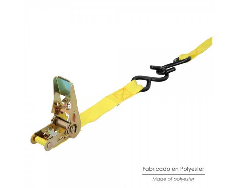 Cinta De Amarre Con Ratchet 4 metros x 25 mm. Trinquete Metalico Automatico, Cincha, Eslinga Mercancia, Correa Sujeción (Pack 2)