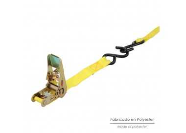 Cinta De Amarre Con Ratchet 4 metros x 25 mm. Trinquete Metalico Automatico, Cincha, Eslinga Mercancia, Correa Sujeción (Pack 2)