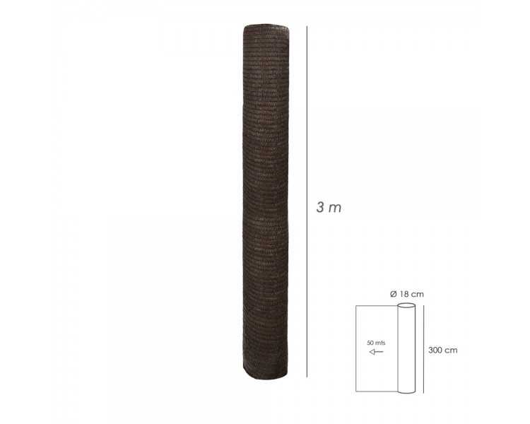 Malla Sombreo Rollo 3,0 x 50 metros, Reduce Radiación, Protección Jardín y Terraza, Regula Temperatura, Color Marrón