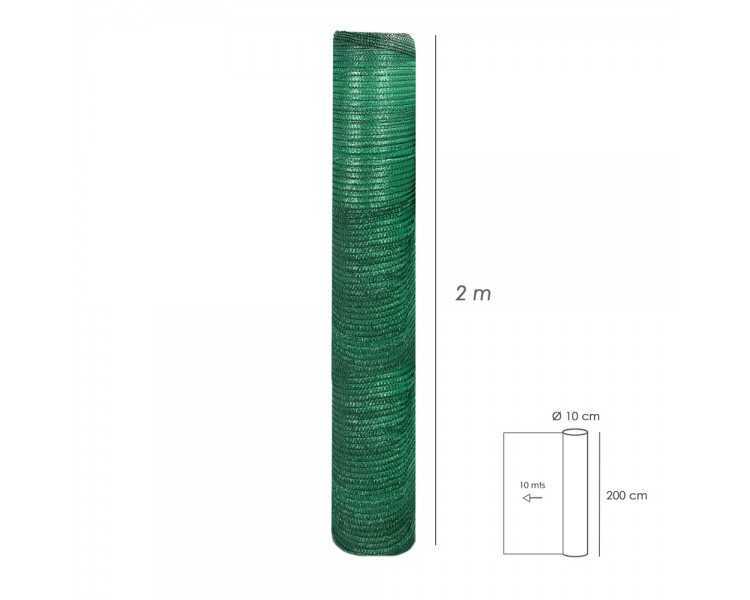 Malla Sombreo Rollo 2,0 x 10 Metros, Reduce Radiación, Protección Jardín y Terraza, Regula Temperatura, Color Verde Claro