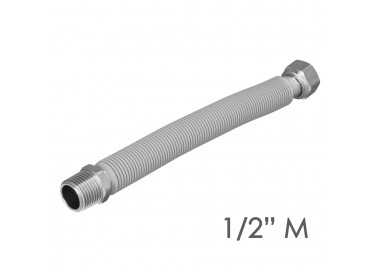 Tuberia Extensible Agua Acero Inoxidable Corrugado. Longitud de 22,5 a 30 cm. Tomas 1/2"