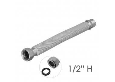 Tuberia Extensible Agua Acero Inoxidable Corrugado. Longitud de 22,5 a 30 cm. Tomas 1/2"