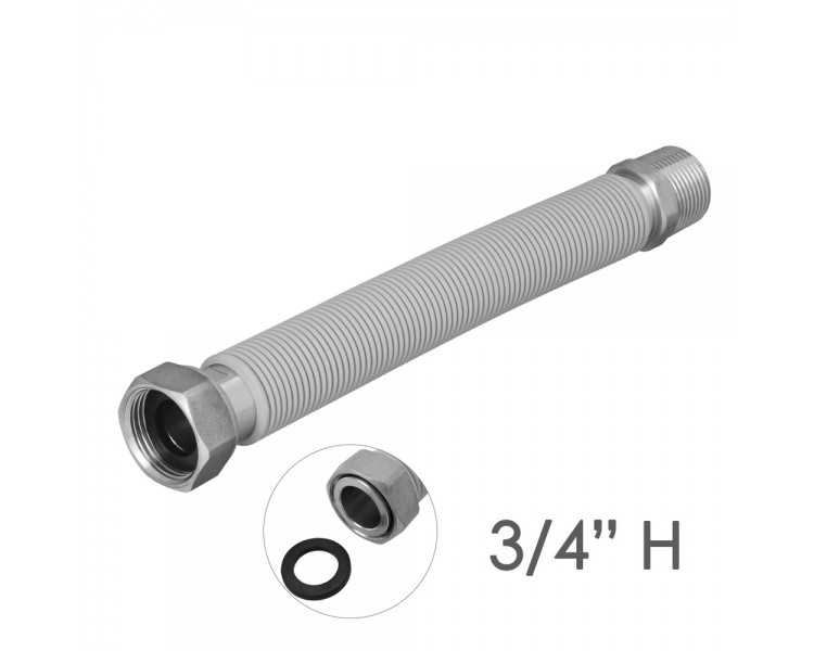 Tuberia Extensible Agua Acero Inoxidable Corrugado. Longitud de 22,5 a 30 cm. Tomas 3/4"