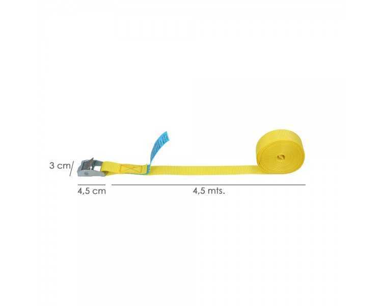 Cinta De Amarre Con Trinquete 4,5 metros x 25 mm.(2 Unidades) Trinquete Metalico Automatico, Cincha, Eslinga, Correa Sujeción