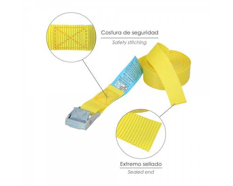 Cinta De Amarre Con Trinquete 4,5 metros x 25 mm.(2 Unidades) Trinquete Metalico Automatico, Cincha, Eslinga, Correa Sujeción