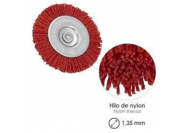Cepillo Nylon Disco Ø 75 mm. 1/4". Lijar y Pulir Madera, Metal, Acero Inoxidable, Cepillo Taladro, Cepillo Pulir, Cepillo Lijar
