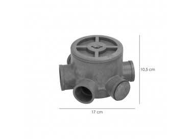 Bote Sifónico PVC Tuberias Ø 110 mm. Salidas Ø 50 y 40 mm. Altura 105 mm.