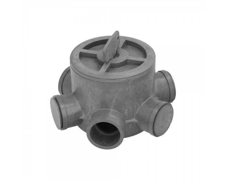 Bote Sifónico PVC Tuberias Ø 110 mm. Salidas Ø 50 y 40 mm. Altura 105 mm.
