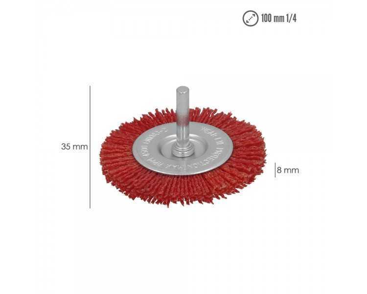 Cepillo Nylon Disco Ø100 mm. 1/4". Lijar y Pulir Madera, Metal, Acero Inoxidable, Cepillo Taladro, Cepillo Pulir, Cepillo Lijar