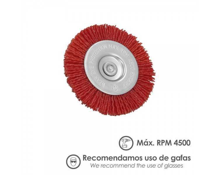Cepillo Nylon Disco Ø100 mm. 1/4". Lijar y Pulir Madera, Metal, Acero Inoxidable, Cepillo Taladro, Cepillo Pulir, Cepillo Lijar