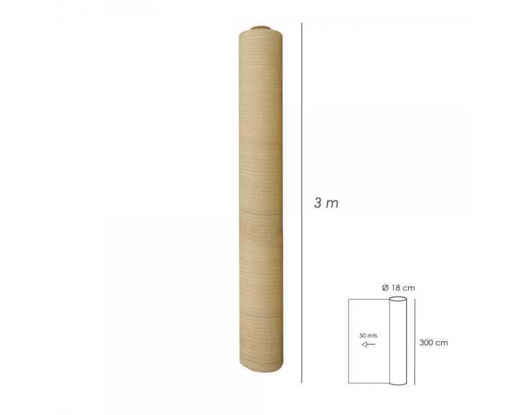 Malla Sombreo Rollo 3.0 x 50 metros, Reduce Radiación, Protección Jardín y Terraza, Regula Temperatura, Color Beige