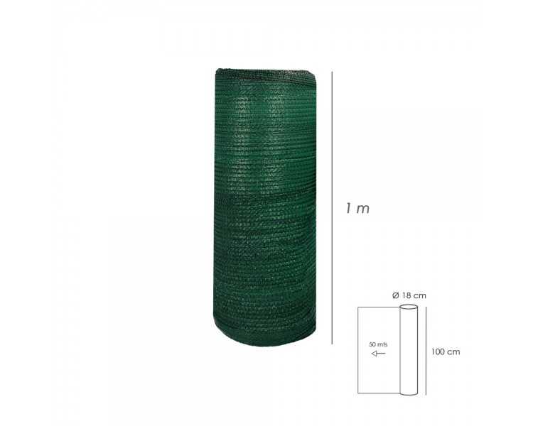 Malla Sombreo Rollo 1 x 50 metros, Reduce Radiación, Protección Jardín y Terraza, Regula Temperatura, Color Verde Claro