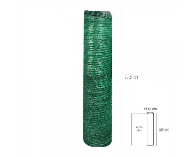 Malla Sombreo Rollo 1,5 x 50 metros, Reduce Radiación, Protección Jardín y Terraza, Regula Temperatura, Color Verde Claro