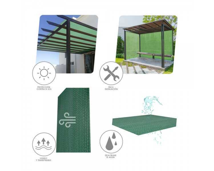 Malla Sombreo Rollo 1,5 x 50 metros, Reduce Radiación, Protección Jardín y Terraza, Regula Temperatura, Color Verde Claro