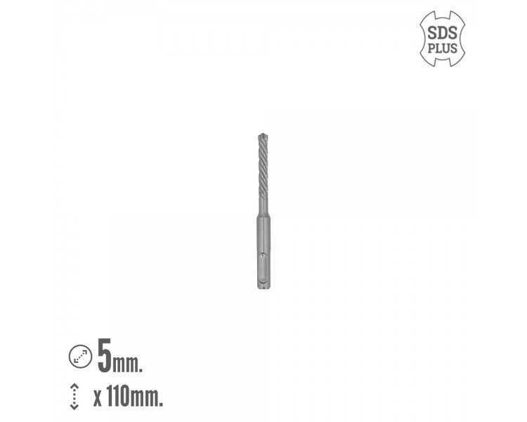 Broca Sds Plus 8 Filos Cortantes Especial Para Hormigon Armado Ø 5 x 110 mm. Broca Paredes, Broca Cimientos, Broca Muros