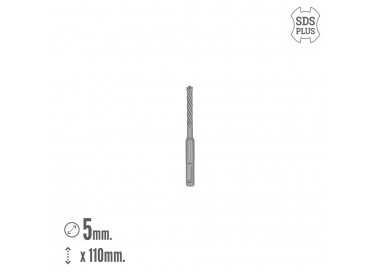 Broca Sds Plus 8 Filos Cortantes Especial Para Hormigon Armado Ø 5 x 110 mm. Broca Paredes, Broca Cimientos, Broca Muros