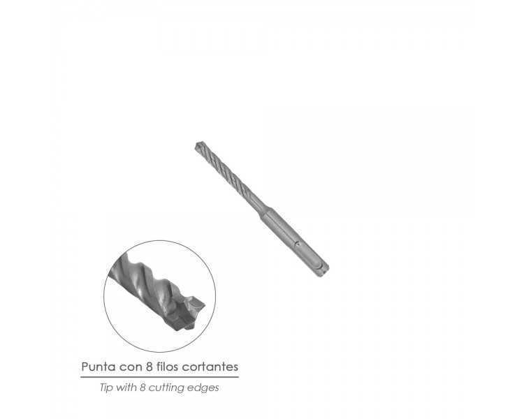 Broca Sds Plus 8 Filos Cortantes Especial Para Hormigon Armado Ø 5 x 110 mm. Broca Paredes, Broca Cimientos, Broca Muros