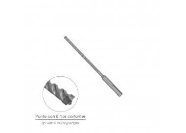 Broca Sds Plus 8 Filos Cortantes Especial Para Hormigon Armado Ø 5 x 160 mm. Broca Paredes, Broca Cimientos, Broca Muros