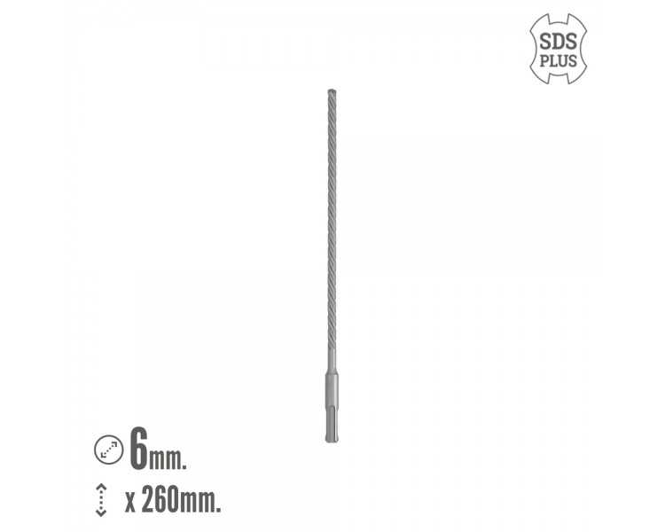 Broca Sds Plus 8 Filos Cortantes Especial Para Hormigon Armado Ø 6 x 260 mm. Broca Paredes, Broca Cimientos, Broca Muros