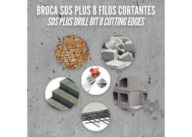 Broca Sds Plus 8 Filos Cortantes Especial Para Hormigon Armado Ø 6 x 260 mm. Broca Paredes, Broca Cimientos, Broca Muros