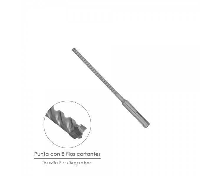 Broca Sds Plus 8 Filos Cortantes Especial Para Hormigon Armado Ø 8 x 160 mm. Broca Paredes, Broca Cimientos, Broca Muros