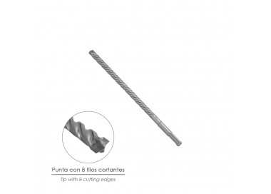 Broca Sds Plus 8 Filos Cortantes Especial Para Hormigon Armado Ø 10 x 260 mm. Broca Paredes, Broca Cimientos, Broca Muros