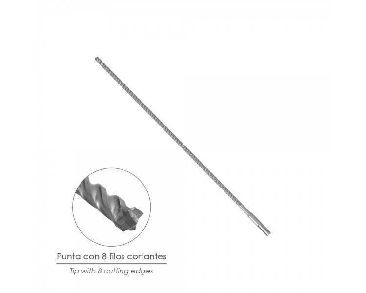 Broca Sds Plus 8 Filos Cortantes Especial Para Hormigon Armado Ø 10 x 450 mm. Broca Paredes, Broca Cimientos, Broca Muros