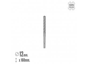 Broca Sds Plus 8 Filos Cortantes Especial Para Hormigon Armado Ø 12 x 160 mm. Broca Paredes, Broca Cimientos, Broca Muros