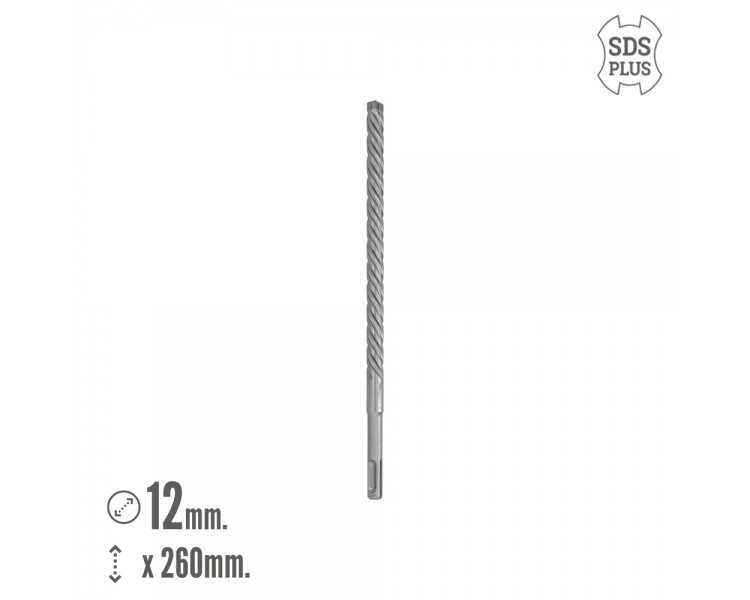 Broca Sds Plus 8 Filos Cortantes Especial Para Hormigon Armado Ø 12 x 260 mm. Broca Paredes, Broca Cimientos, Broca Muros