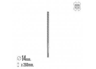 Broca Sds Plus 8 Filos Cortantes Especial Para Hormigon Armado Ø 14 x 260 mm. Broca Paredes, Broca Cimientos, Broca Muros