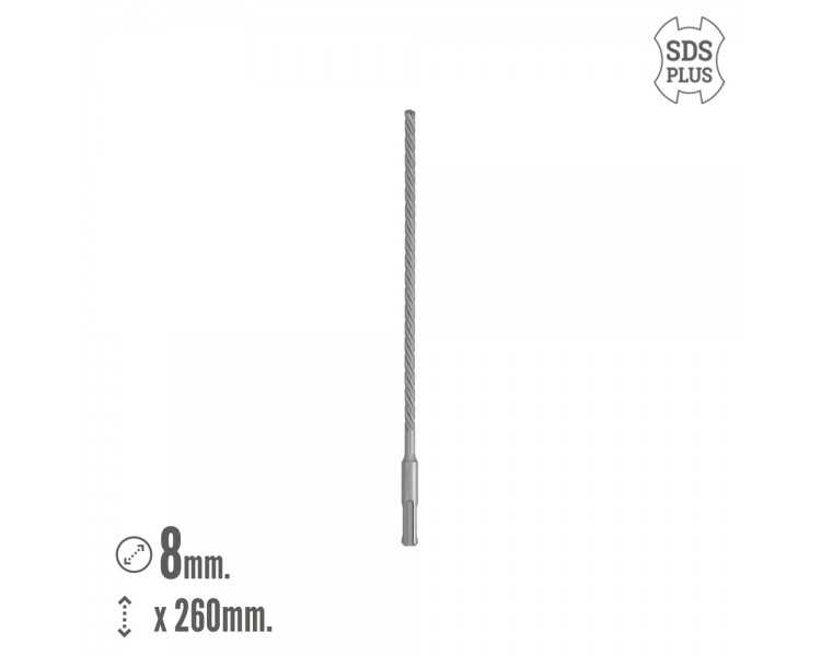 Broca Sds Plus 8 Filos Cortantes Especial Para Hormigon Armado Ø 8 x 260 mm. Broca Paredes, Broca Cimientos, Broca Muros
